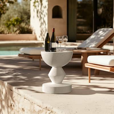 Lightweight Concrete Side Table: Chess Pieces Modelling Modern Living Room Concrete Sofa Side End Table Bedside Accent Table