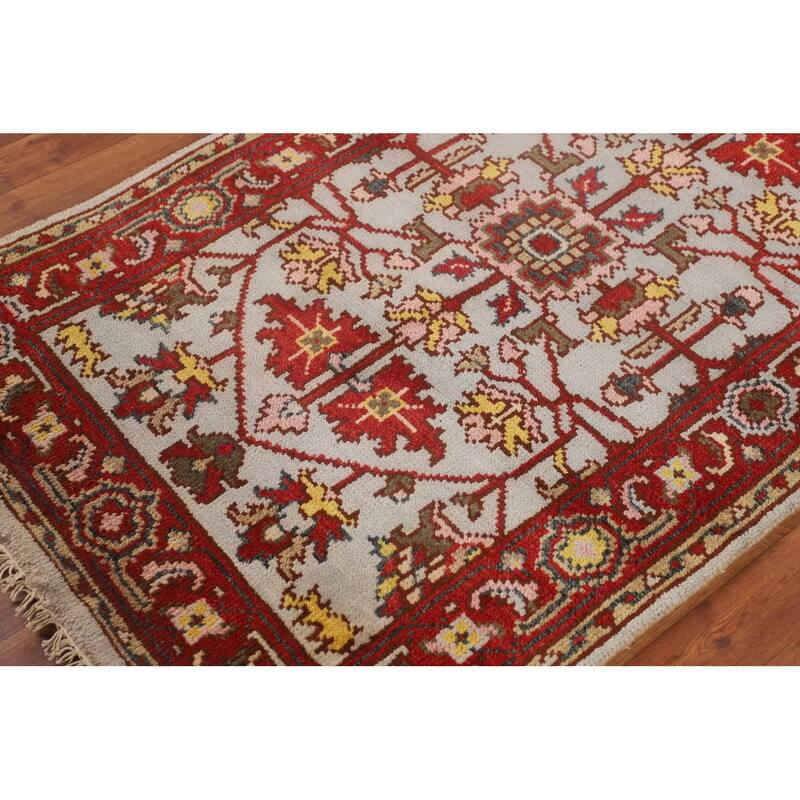 Heriz Serapi Oriental Foyer Rug Hand-Knotted Wool Carpet - 3'0"x 4'11"