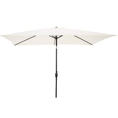 Rectangular Patio Umbrella - 10 Ft Easy Crank Sun Shade with Push Button Tilt by Pure Garden (Beige)