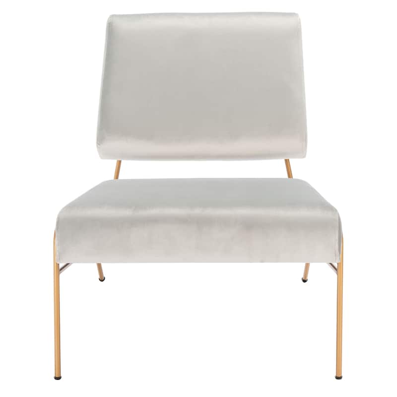 SAFAVIEH Riekie Glam Velvet Accent Chair - 26.6" W x 30" L x 30" H - 27Wx30Dx30H - Grey/Gold