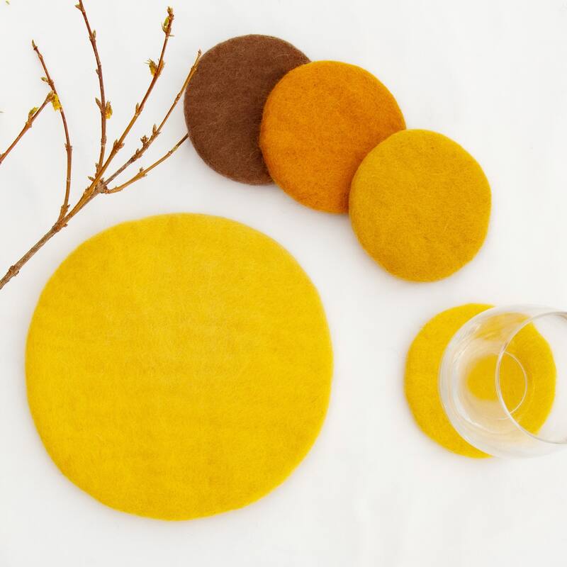 Handmade Felt Paisley Charger, Trivet & Coaster Gift Set