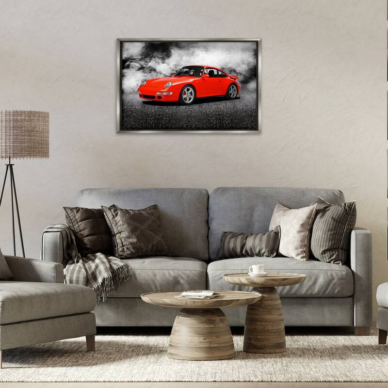 Stupell Bold Red Sports Car Framed Floater Canvas Wall Art Design By Mark Rogan