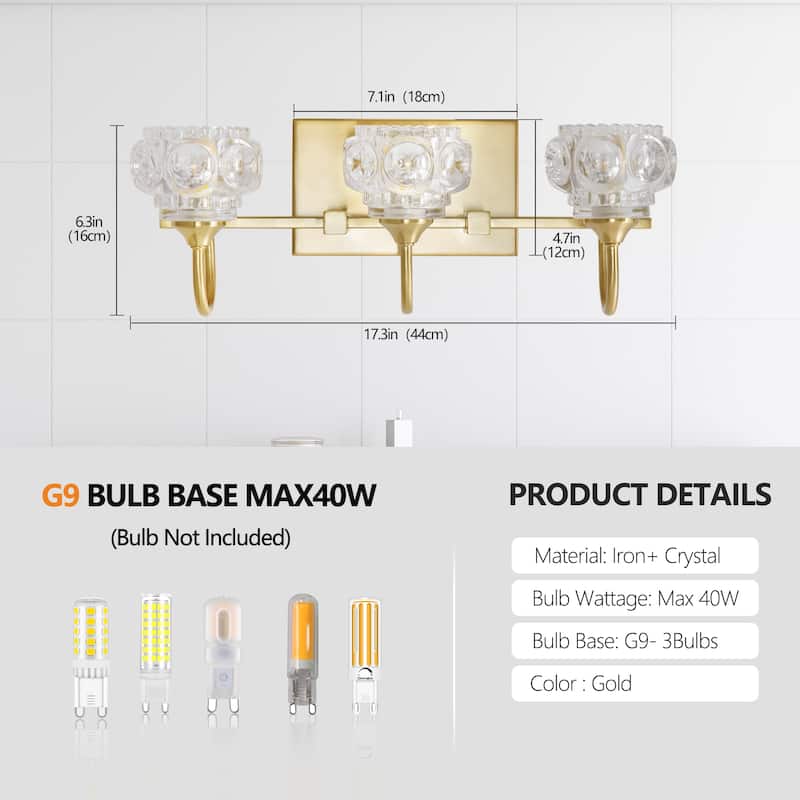 Bathroom Vanity Light 3/4/5-Light Patterned Glass Wall Sconce