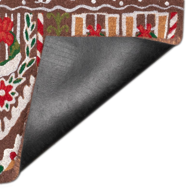 Liora Manne Natura Gingerbread House Welcome Outdoor Mat Chocolate 1'6" x 2'6"