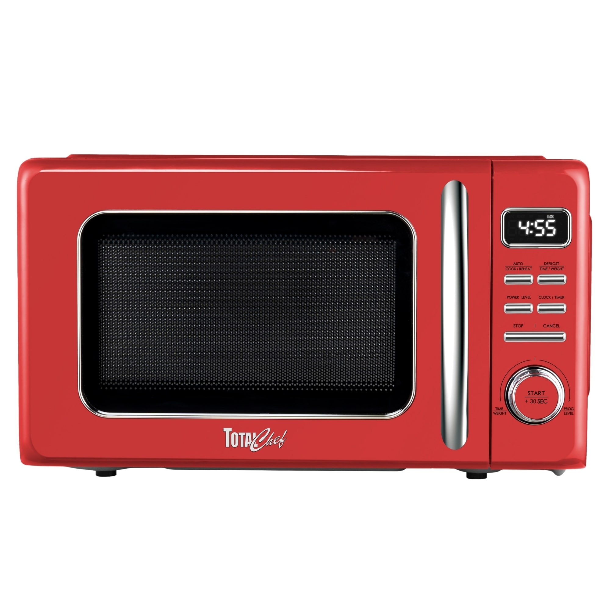 Retro Microwave Oven, 0.7 Cu Ft, 8 Pre-Set Functions, 700W, Red