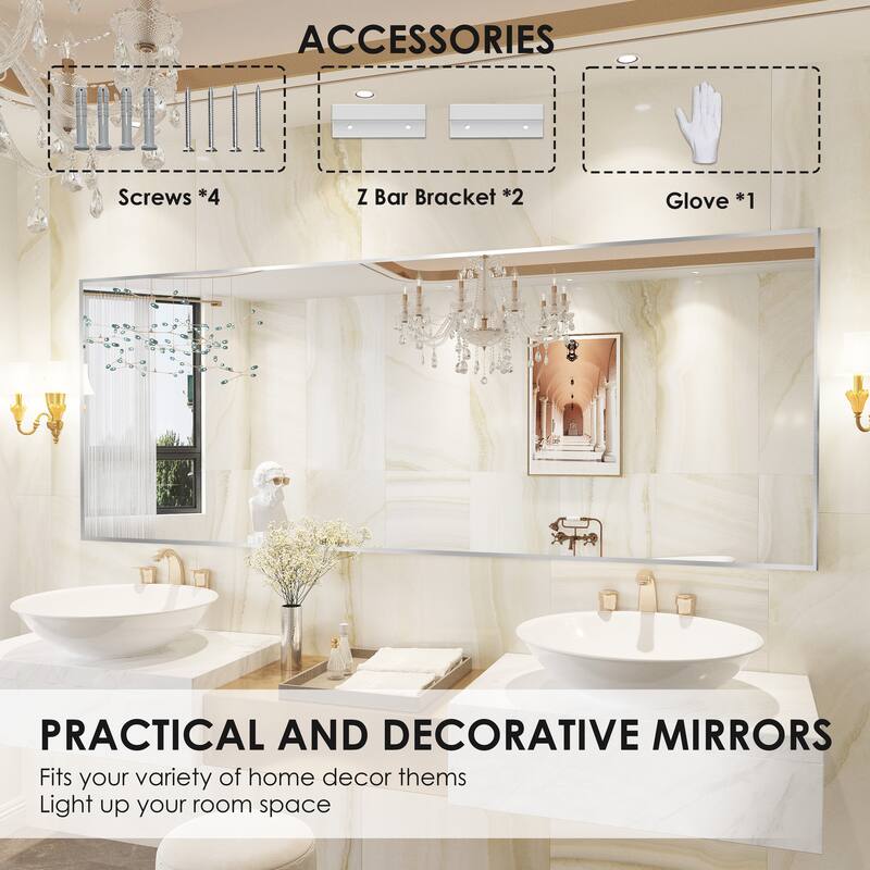 QuivaraView Wall Mounted Aluminum Frame Bathroom Vanity Mirror