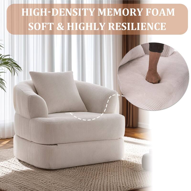Oversized Upholstered Convertible Accent Barrel Chair