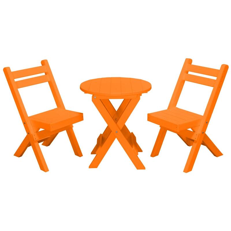 Poly Lumber Coronado Round Folding Bistro Set - Orange