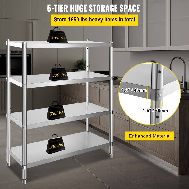 Heavy Duty Stainless Steel Adjustable Shelf Storage Unit Ideal for Kitchen Office or Garage