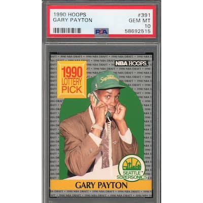 Gary Payton 1990 Hoops Basketball Rookie Card RC #391 Graded PSA 10 - 8'6" x 11'6"