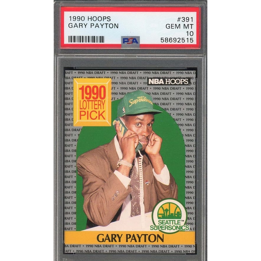 Gary Payton 1990 Hoops Basketball Rookie Card RC #391 Graded PSA 10 - 8'6" x 11'6"