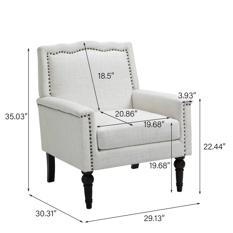 Modern Armchair Accent Chair Cotton Linen Living Room Chair