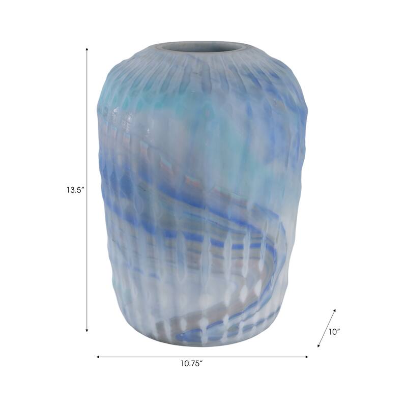 Glass Vase Ribbed Abstract Pattern for Flower Arrangement Home Decor