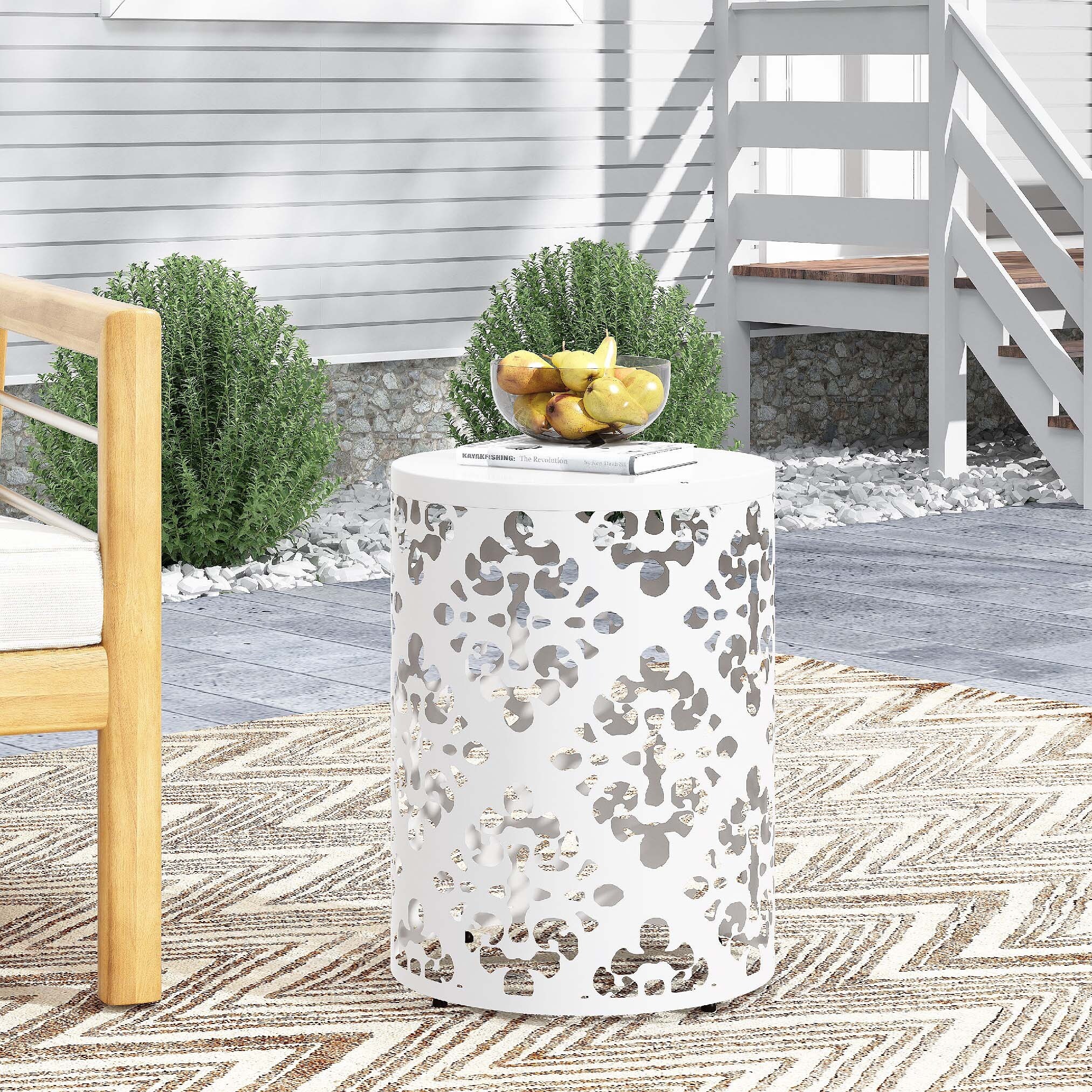 Durable Outdoor Metal Side Table with Exquisite Design for Versatile Use in Patio and Garden