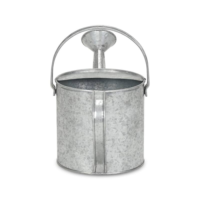 HomeRoots 7" Gray Galvanized Metal Decorative Watering Can - 12.00 in. x 6.50 in. x 5.50 in.