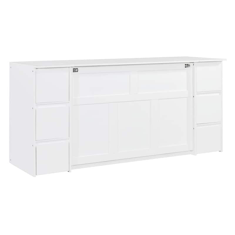 Modern Style Murphy Bed with Drawers, Cabinets and USB Ports for Bedroom