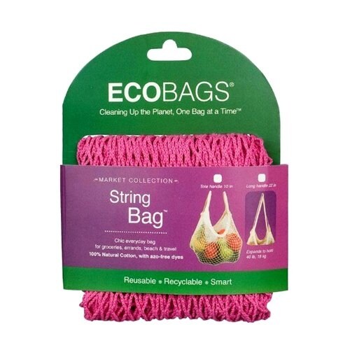 ECOBAGS Market Collection String Bags Long Handle, Fuchsia