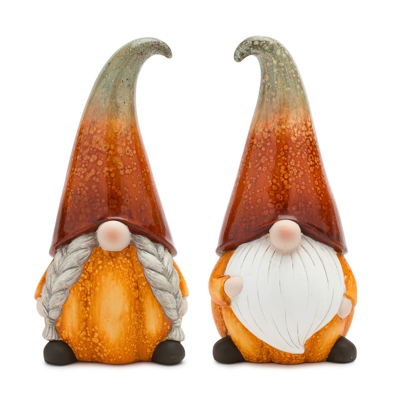 Pumpkin Gnome Figurine (Set of 2) - Orange