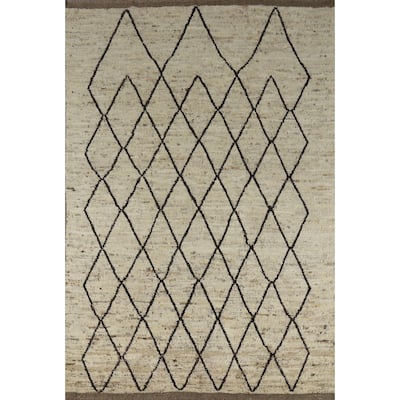 Trellis Moroccan Oriental Area Rug Handmade Wool Carpet - 6'7" x 10'0"