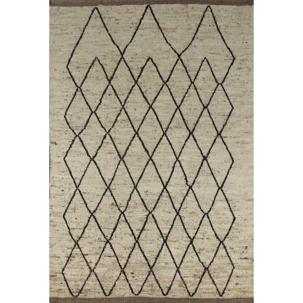 Trellis Moroccan Oriental Area Rug Handmade Wool Carpet - 6'7" x 10'0"