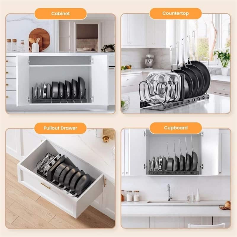 2-Pack Expandable Pot Lid Organizer Rack