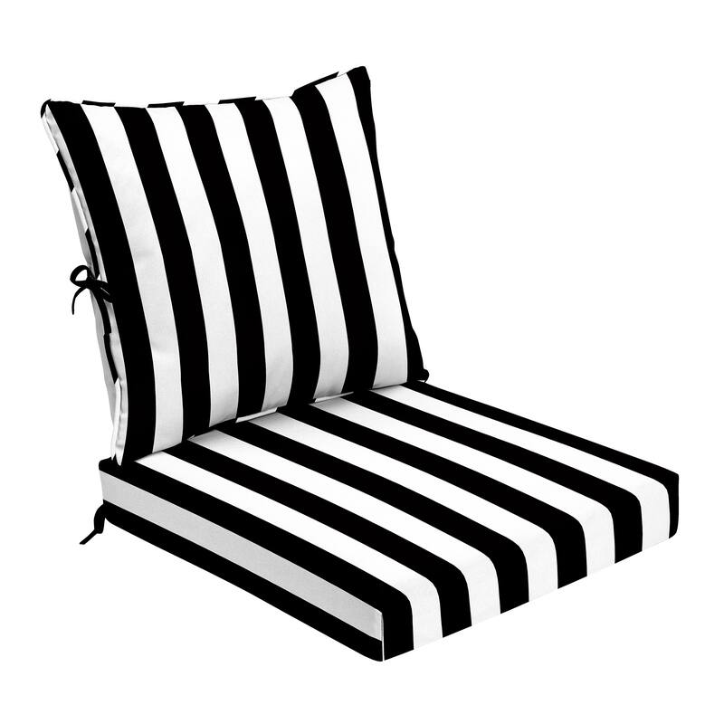 ARDEN Foam Outdoor Deep Seat Cushion Set, 24 x 24 - Black Cabana Stripe