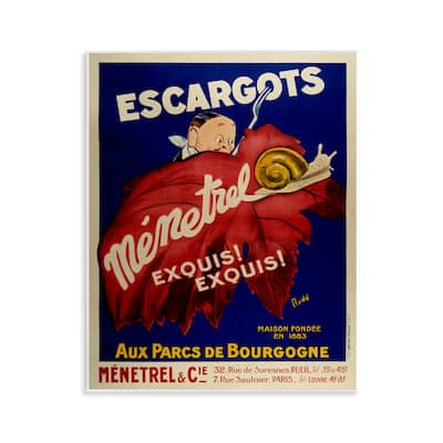 Stupell Vintage Escargots Advertisement Wall Plaque Art Design By Marcus Jules