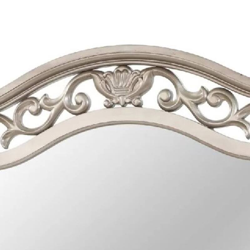 Dresser Mirror, Antique Silver Pine Wood, Molded Frame Detail, 37x41 - Antique Silver