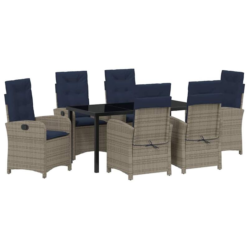 vidaXL Garden Dining Set with Cushion Grey Poly Rattan