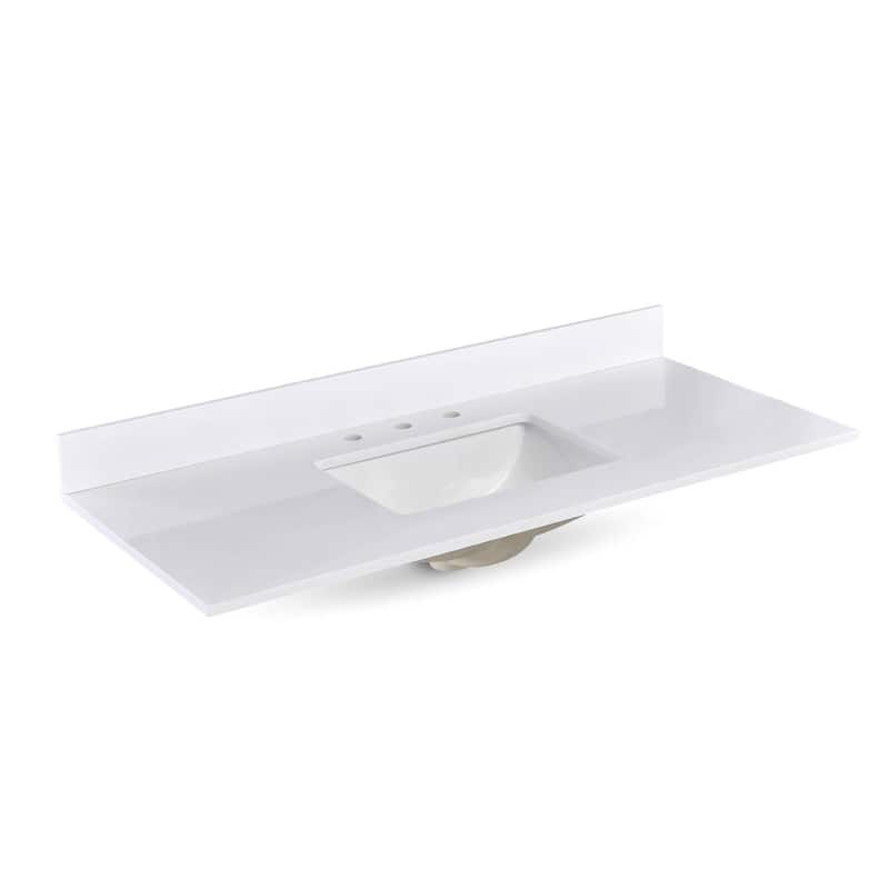 Icelume White 48 inch Cultured Marble Bathroom Vanity Top - 48 in. top