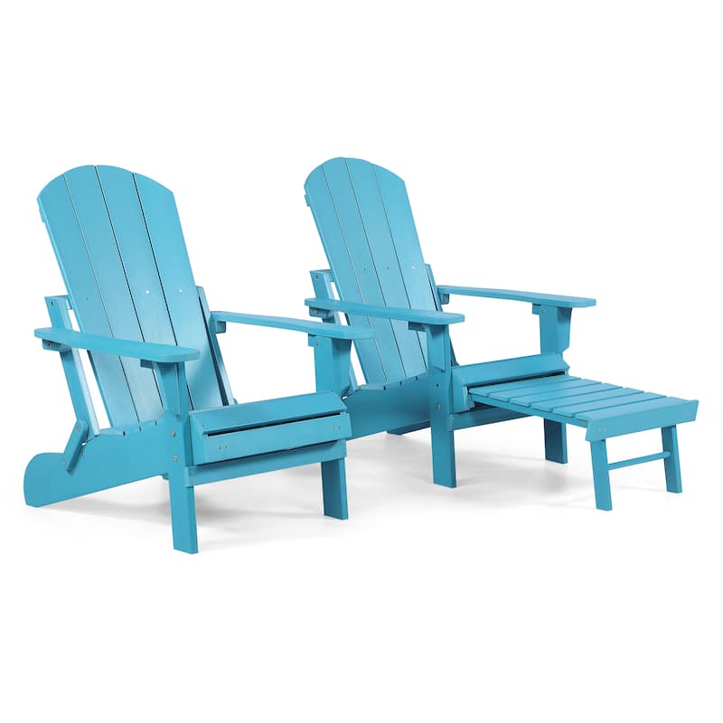 Hurley Folding Poly Adirondack Chair with Pull-out Ottoman (Set of 2)