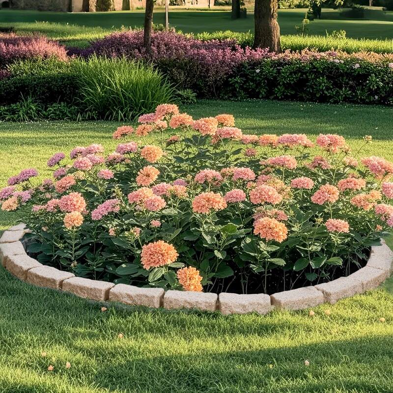 Brown Plastic Stone Landscape Edging 4 Pack with Stakes for Garden Borders - 46.46 × 3.74 × 2.24 in