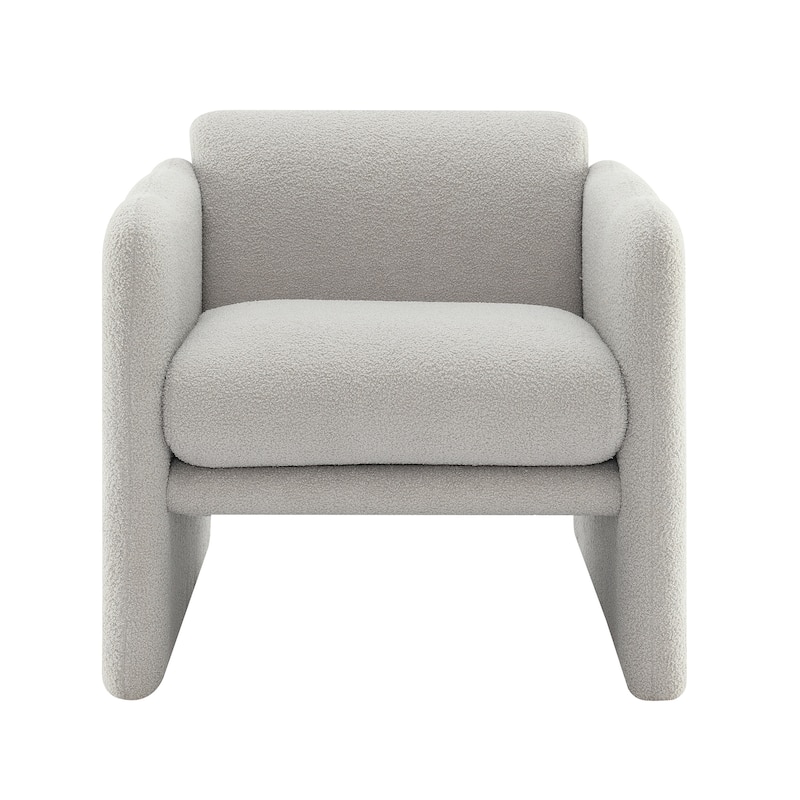 Arm Chair With Waved Arms,Metal Decoration On Both Side Arms,for Primary Living Space,Living Room,Bedroom,Light Grey