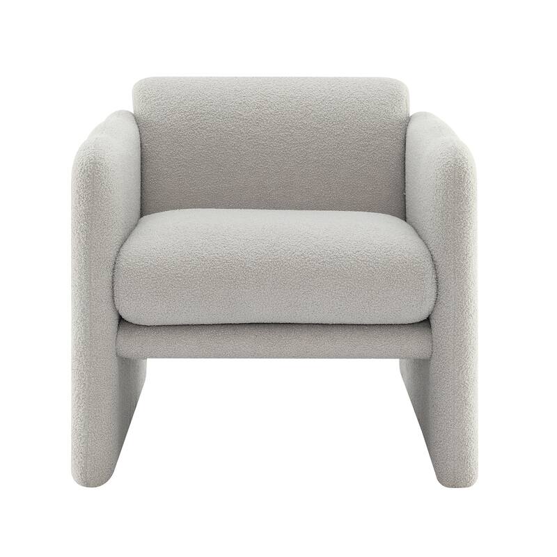 Arm Chair with waved arms, Metal decoration on both side arms, Accent chair,Teddy Fabric
