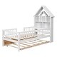 preview thumbnail 7 of 16, Twin Size House-Shaped Headboard Platform Bed with Fence Guardrails and Trundle