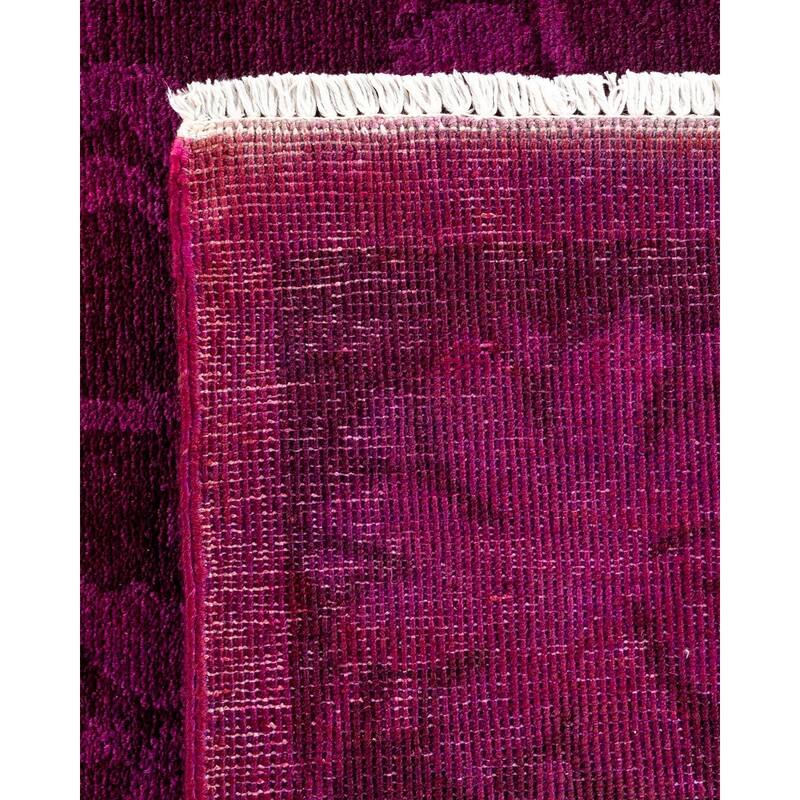 Overton Hand Knotted Wool Vintage Inspired Modern Contemporary Overdyed Purple Area Rug - 7' 10" x 9' 9"