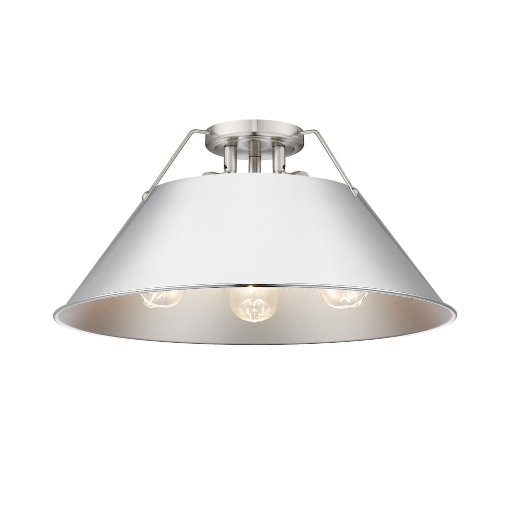 Orwell 3-Light Flush Mount in Pewter with Chrome - Silver