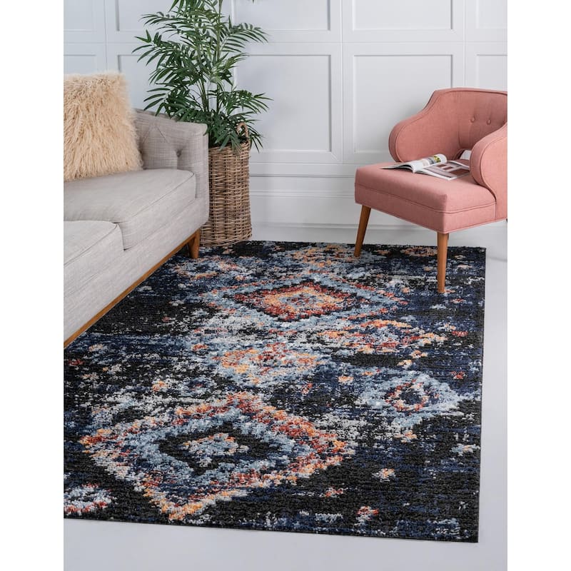 Contemporary Zaire Collection Area Rug - Navy Blue - 2'2"x3'