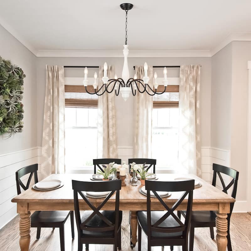 8-Light Farmhouse Candle Style Chandelier for Dining Room Living Room Bedroom Kitchen - W31.49"x H20.66"