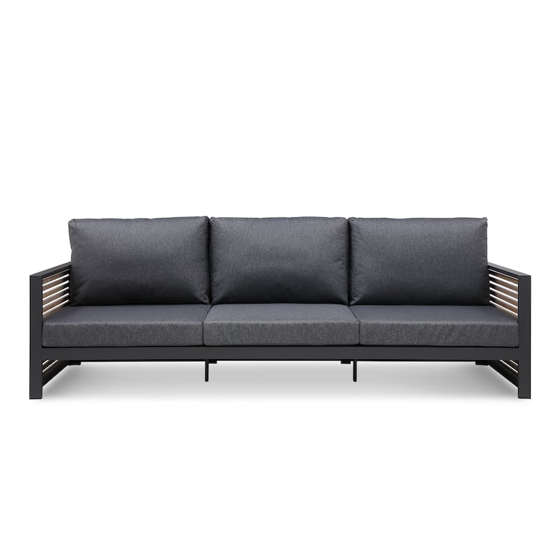 Cadora Teak Patio Sofa 3-seater 99.2" with Custom Cover - N/A