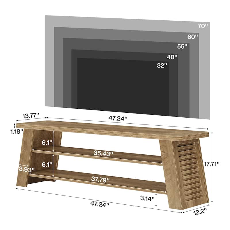 TV Entertainment Center with Open Storage Shelves, TV Stand for 60 Inches TVs, Media Console Table