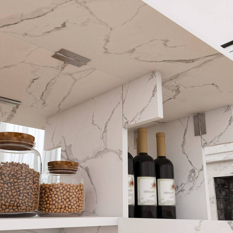 Multi-Functional Folding Table with Storage & Wheels - 47 Inch Compact Dining Desk for Small Spaces, Kitchen, Dorm, Office