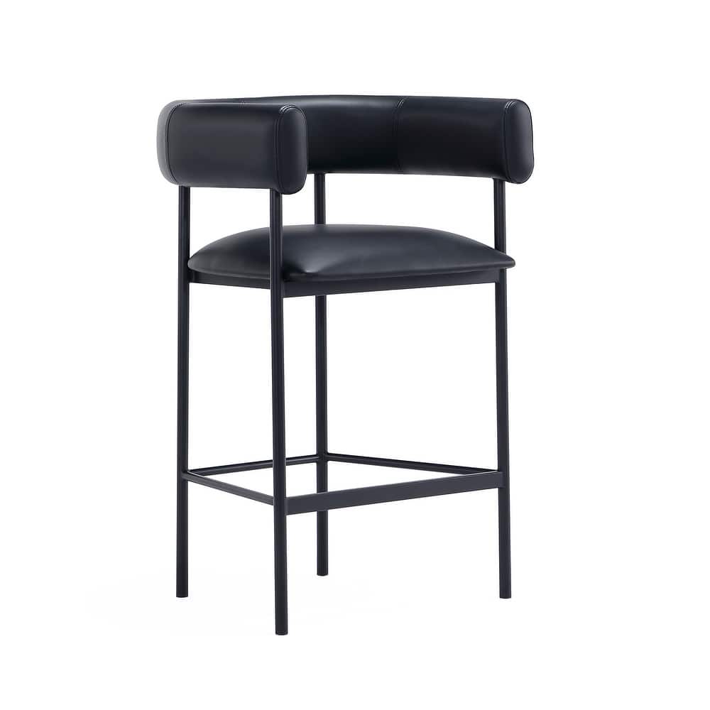 Manhattan Comfort Onda Vegan Leather Metal Counter Stool