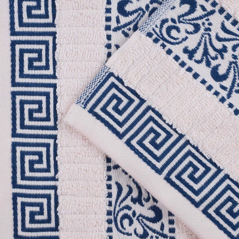 Superior Athens Cotton Floral Border Greek Key 8-Piece Towel Set