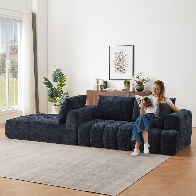 Chenille L-Shape Luxury Sectional Oversized Sofa,Mnimalist Design,Comfy Sleeper Couch