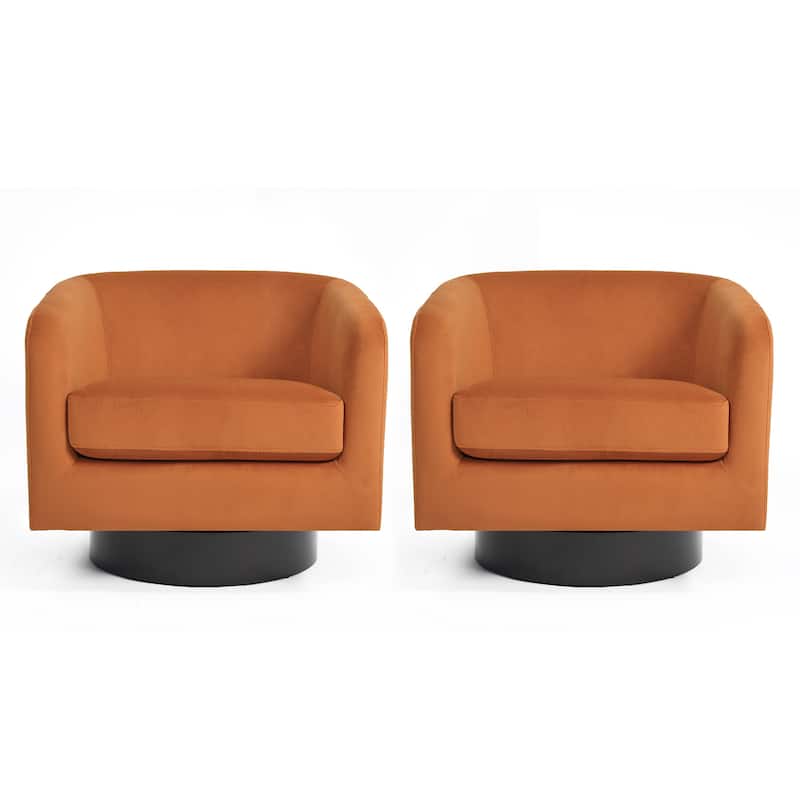2 Set 360-Degree Swivel Round Barrel Chair Velvet Accent Chairs