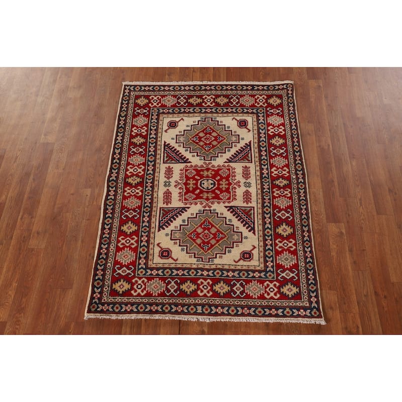 Kazak Oriental Accent Rug Hand-Knotted Wool Carpet - 3'5"x 4'9"