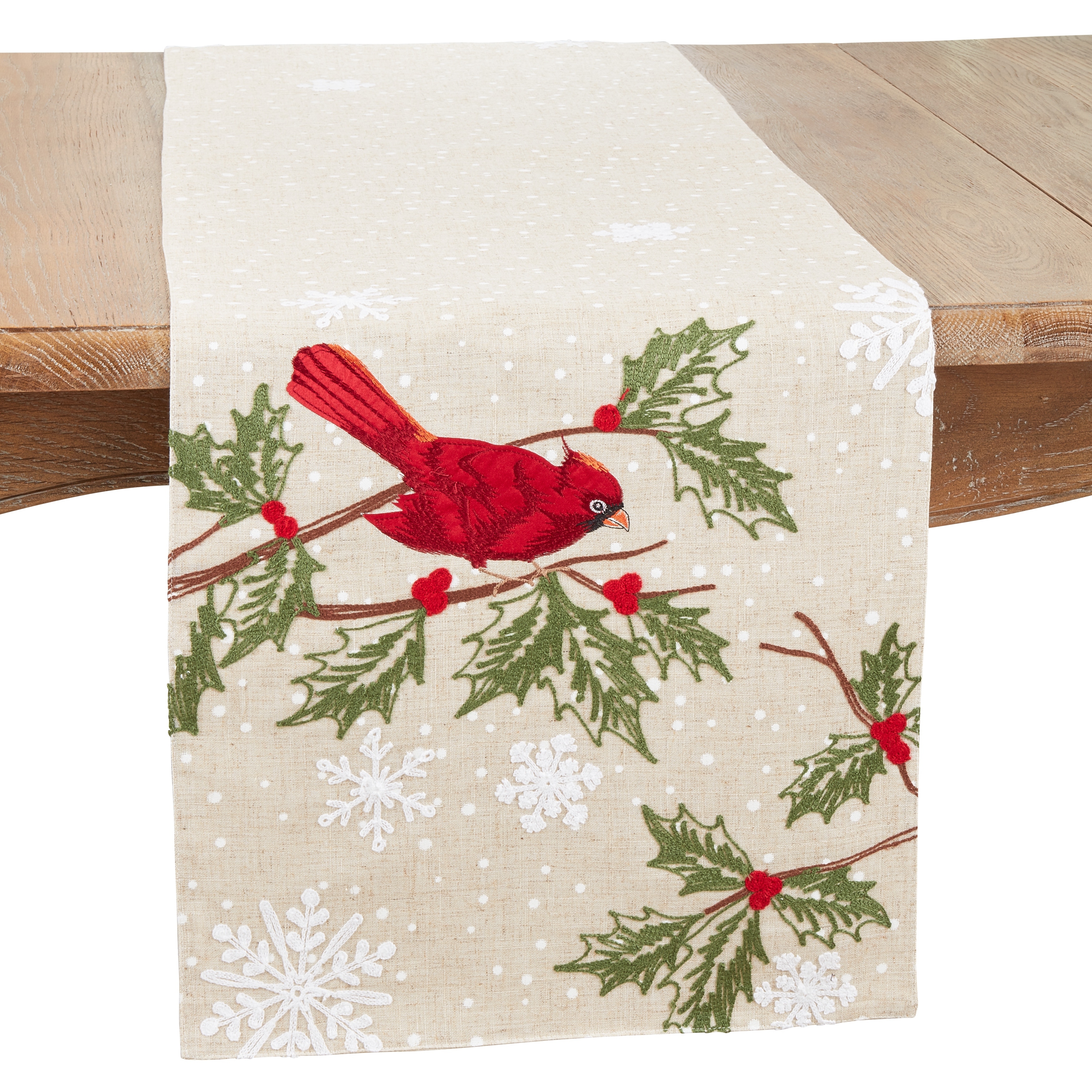 Holiday Cheer Perched Cardinal Table Runner - 16"x70"