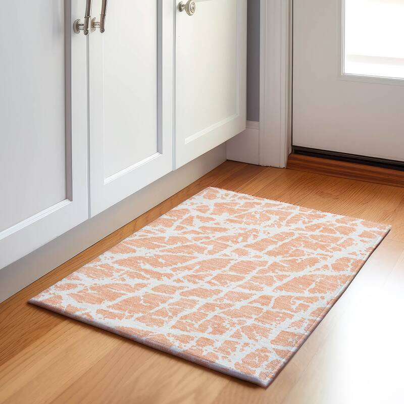 Premium Washable Super Soft Modern Crackle Mayfield Rug - Peach - 1' 8" x 2' 6" - Rectangle