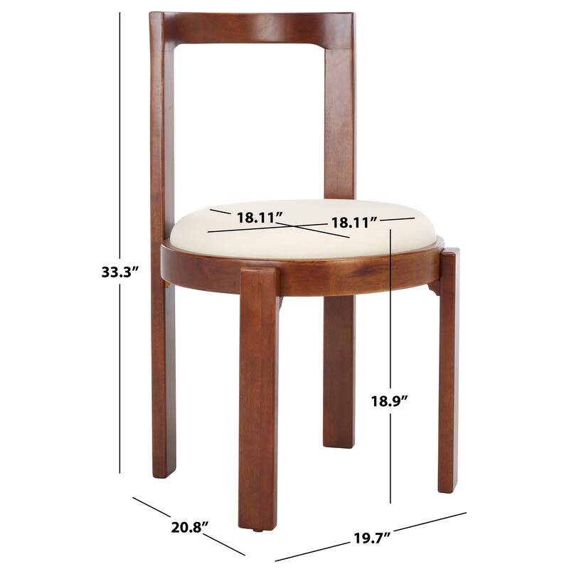 SAFAVIEH Home Estes 19-inch Round Dining Chair [SET of 2] - 20Wx21Dx33H - White/Walnut